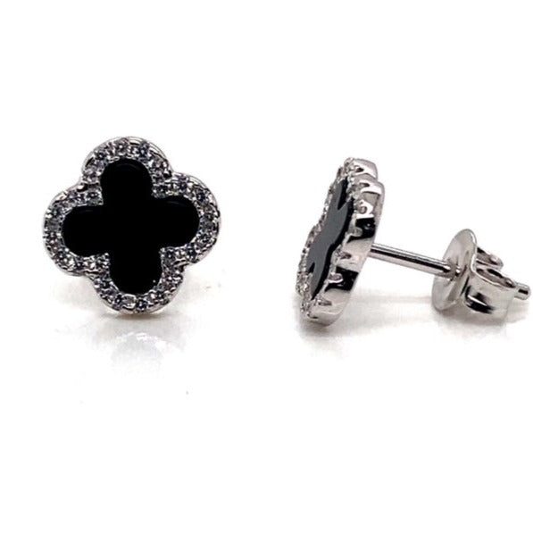 Havana Sterling Silver Dazzling Clover Stud Earrings - Caesar Loves Ava