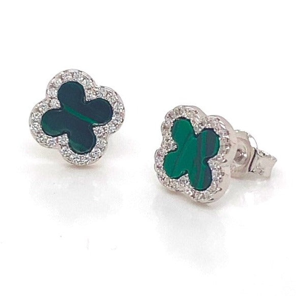 Havana Sterling Silver Dazzling Clover Stud Earrings - Caesar Loves Ava