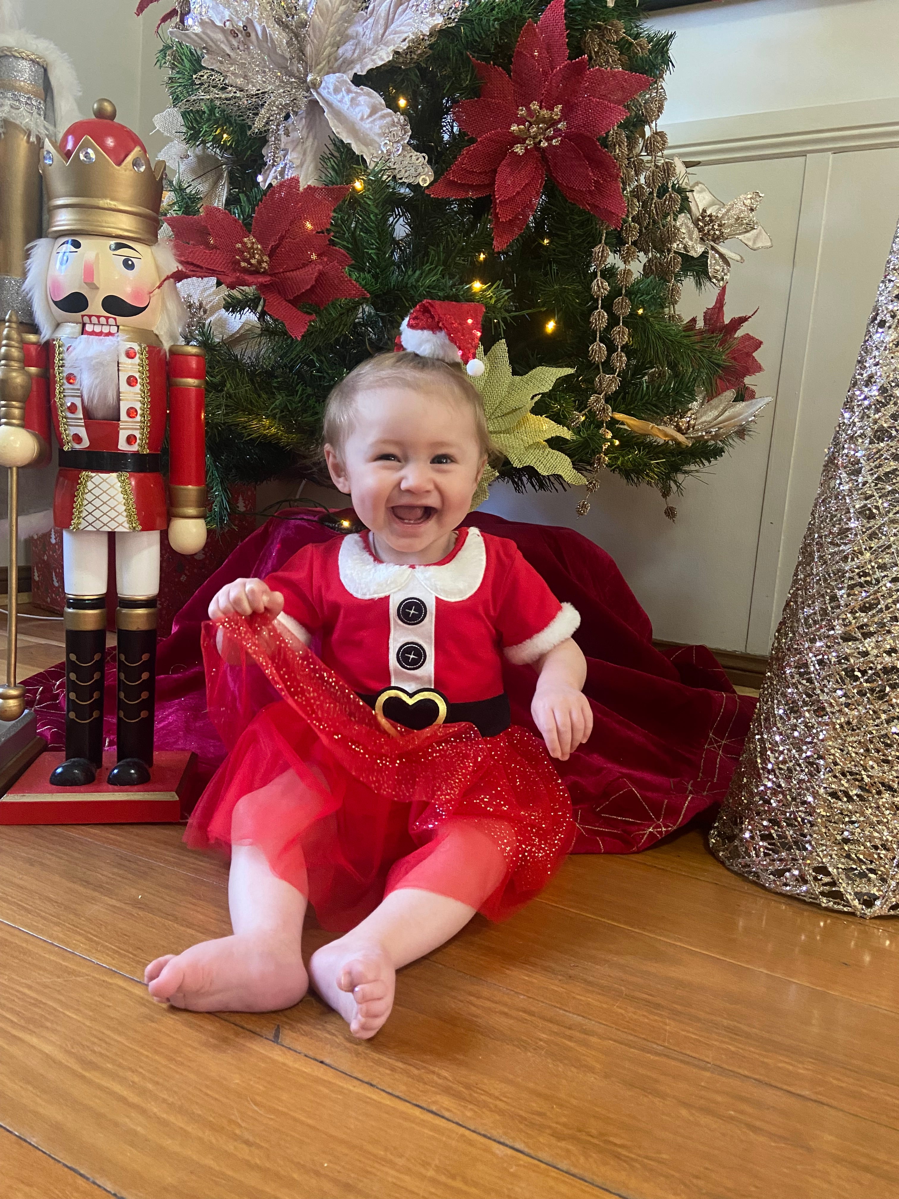 Sterling Silver and Crystal Santa Hat Necklace