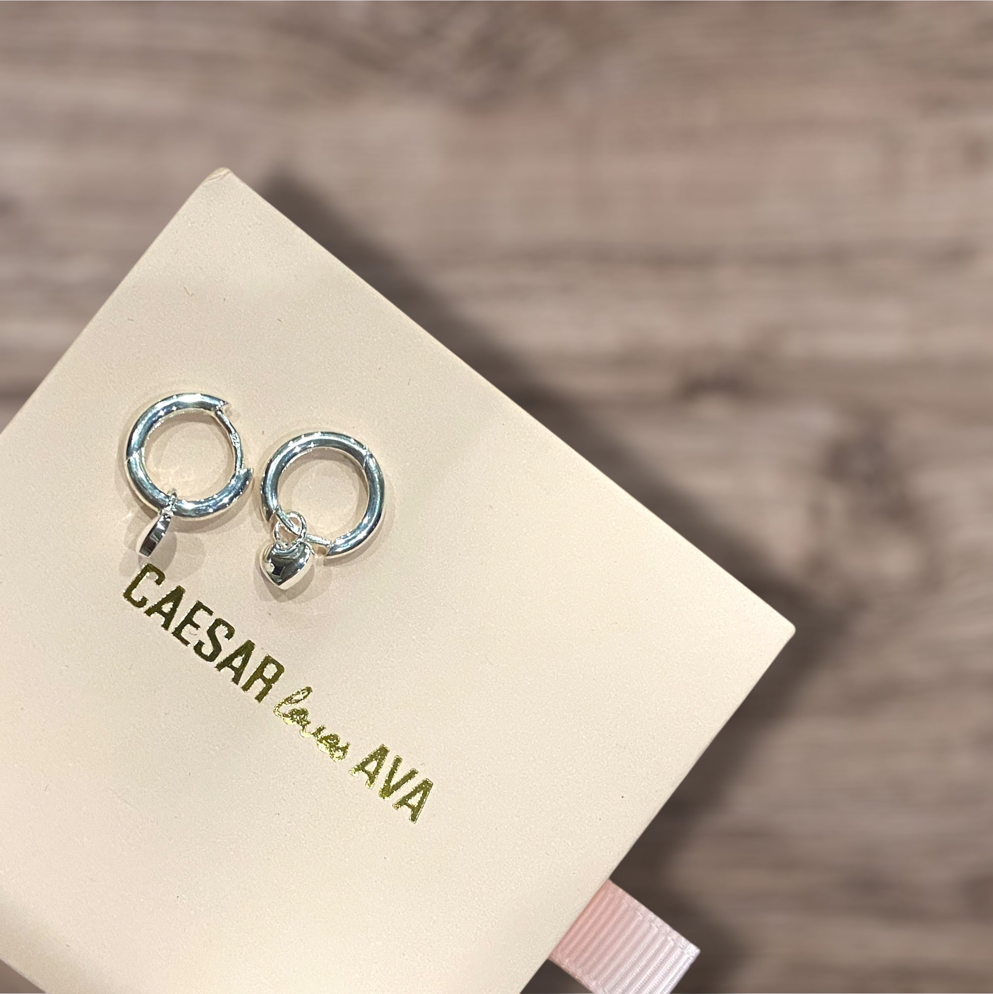 Lara Sterling Silver Huggies with Hanging Heart
