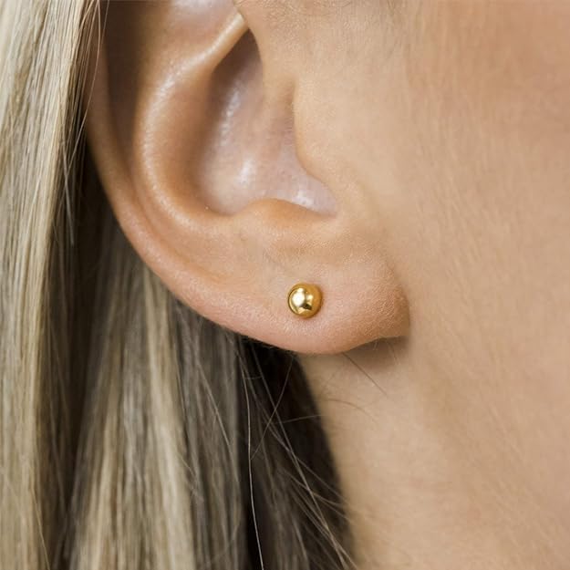 6mm Ball Studs - Solid Gold and Sterling Silver - Caesar Loves Ava