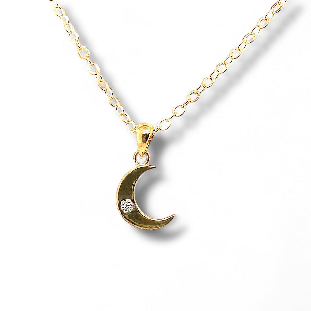 Nadia Yellow Gold and Diamond Moon Pendant