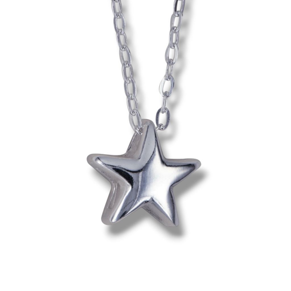 Sterling Silver 3D Star Necklace