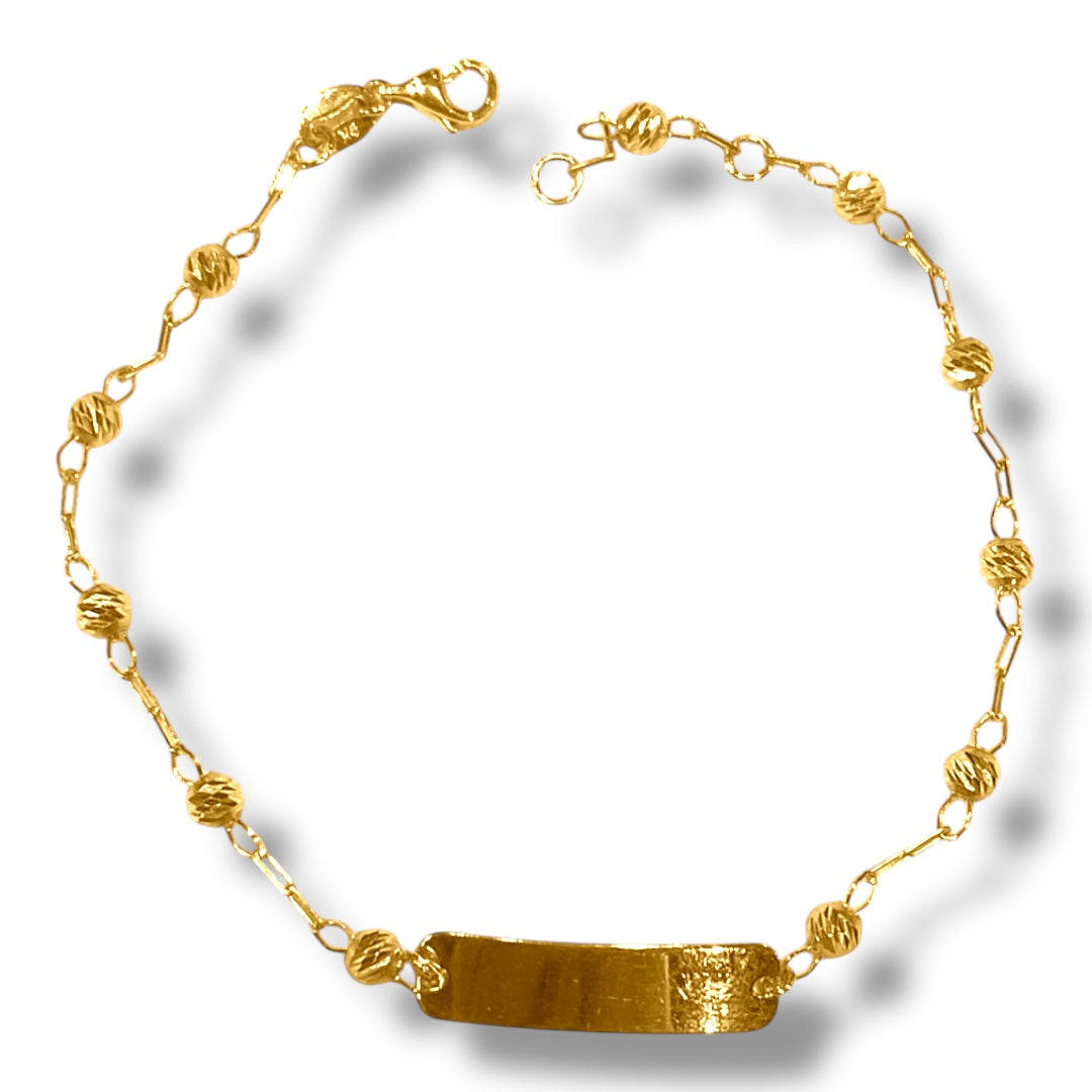 Joan Yellow Gold Ball ID Bracelet