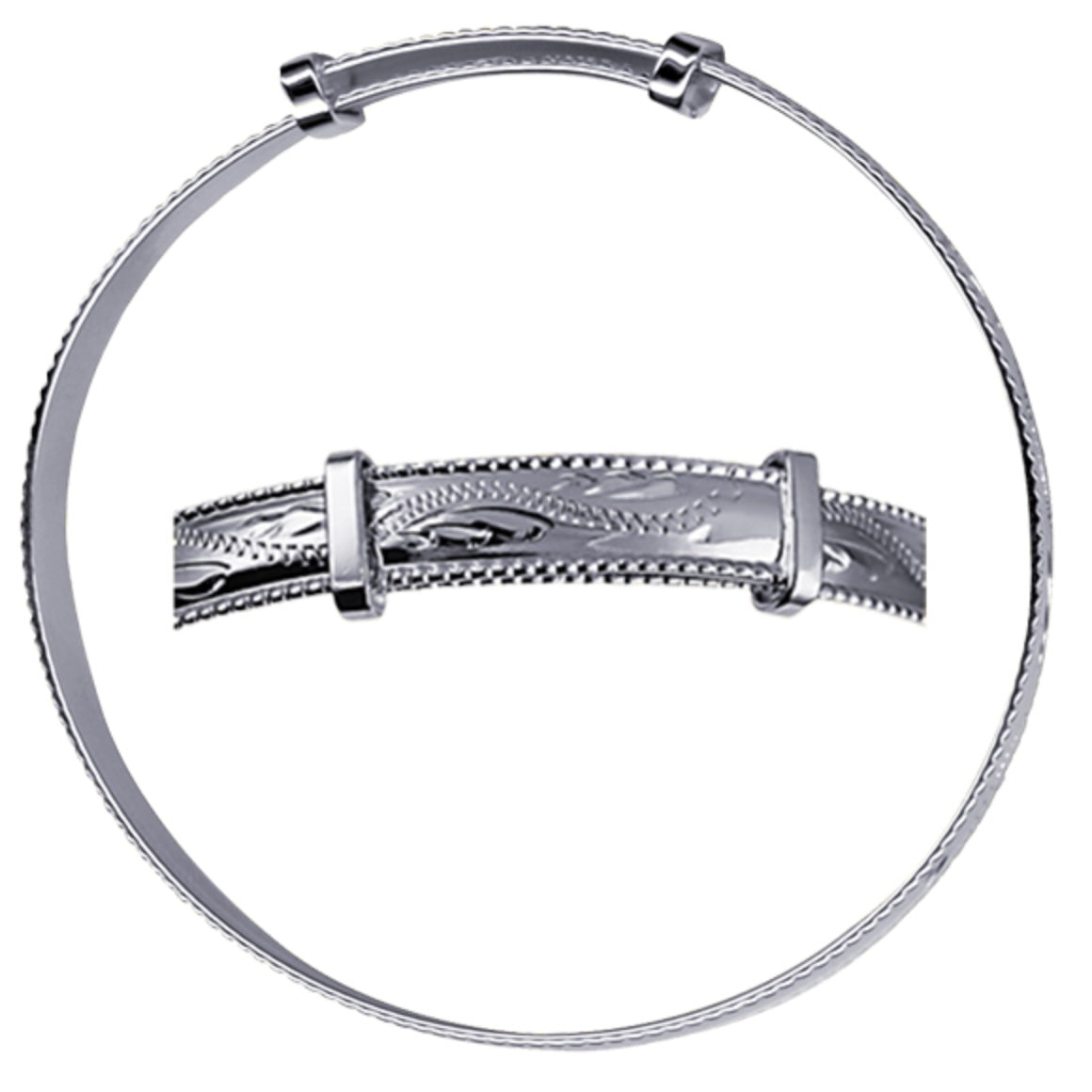 Perry Sterling Silver Hand Etched Edge Expandable Bangle - Caesar Loves Ava