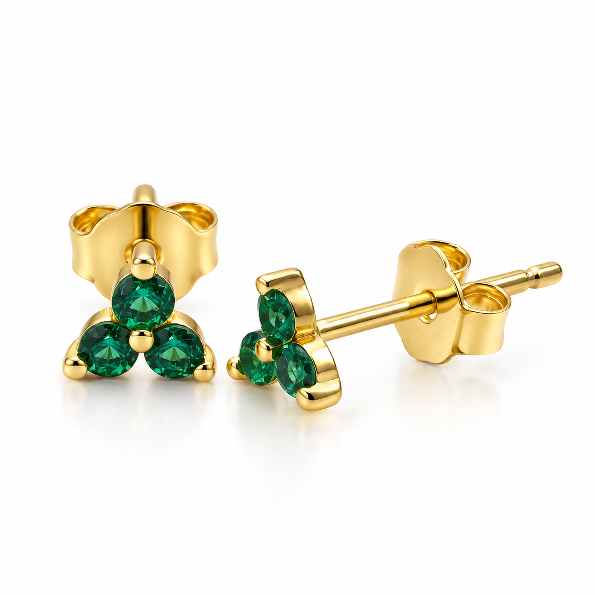 Rachel Triangular Green Stud Earrings