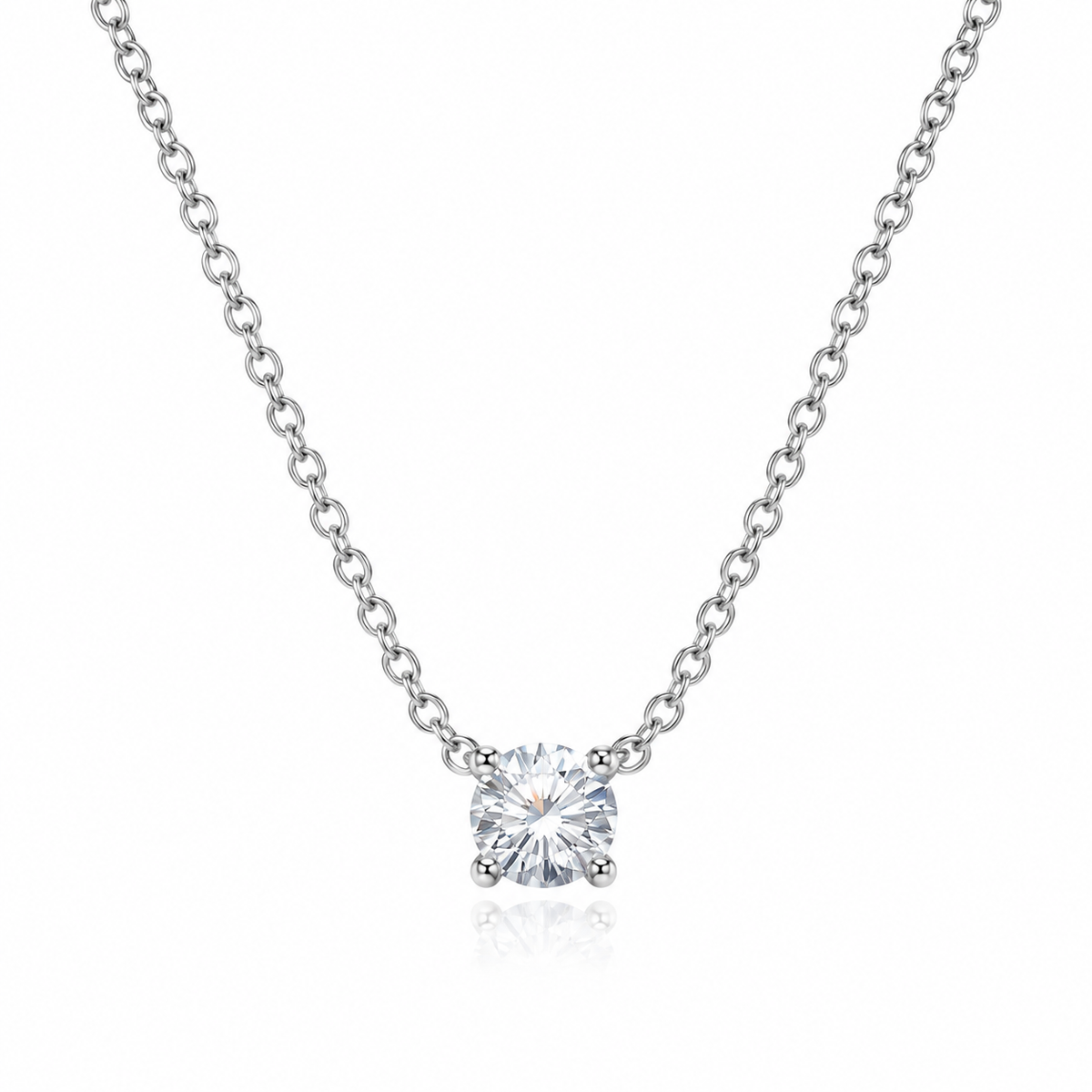 Xena Sterling Silver and Solitaire Pendant Sparkling Necklace