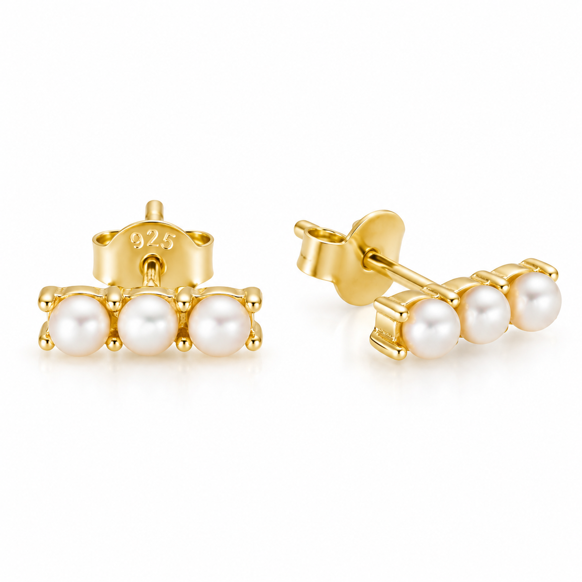 Morgan Trio-Pearl Stud Earrings