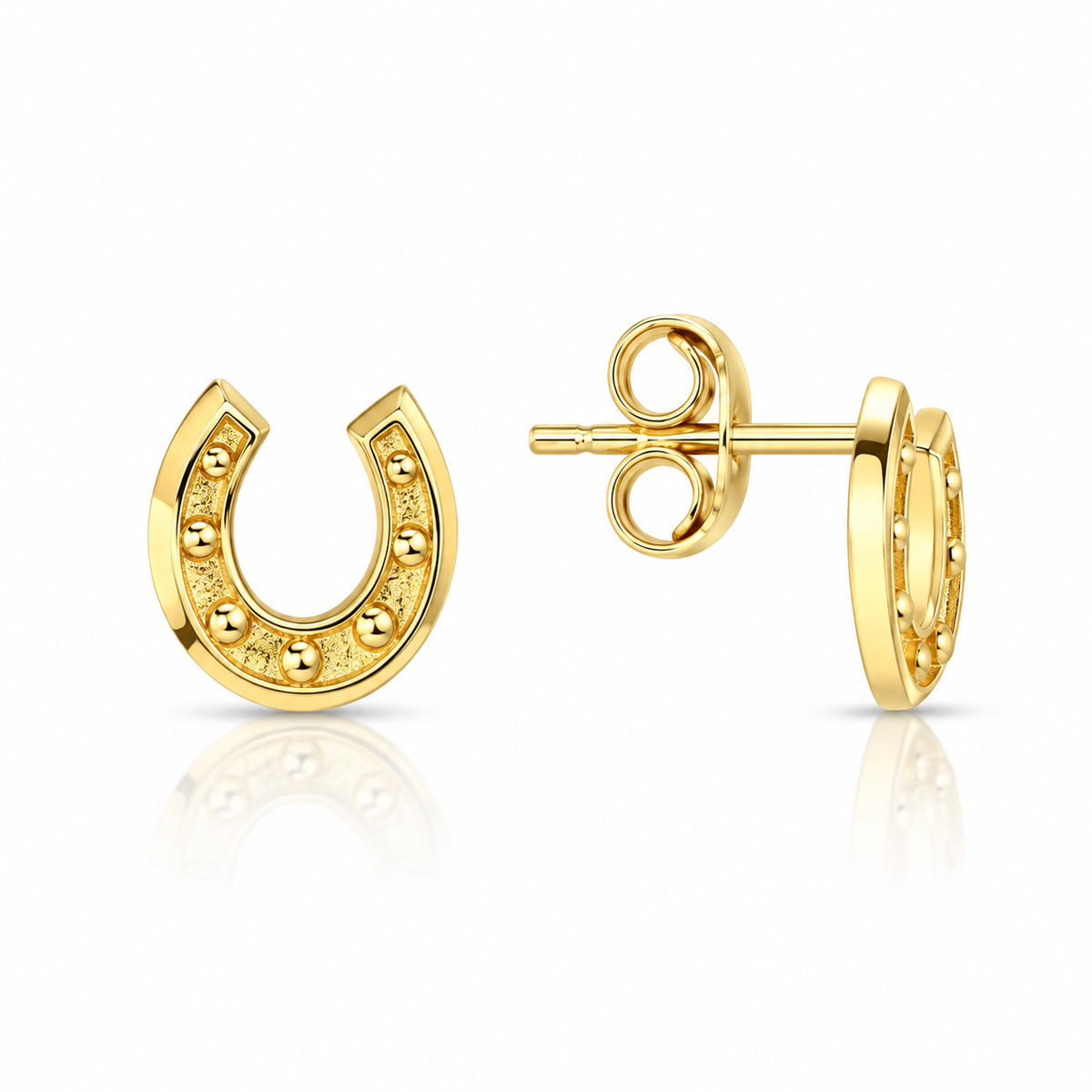 Cosette Solid Gold Lucky Horseshoe Stud Earrings