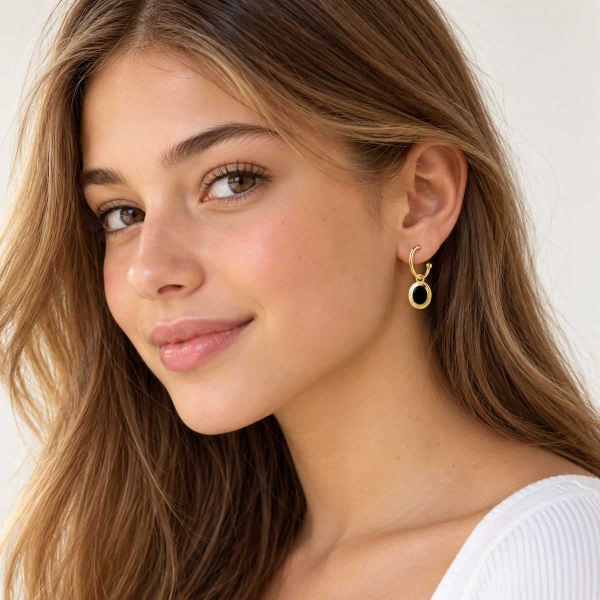 Amaris Gold Plated Black Cubic Zirconia Drop Earrings
