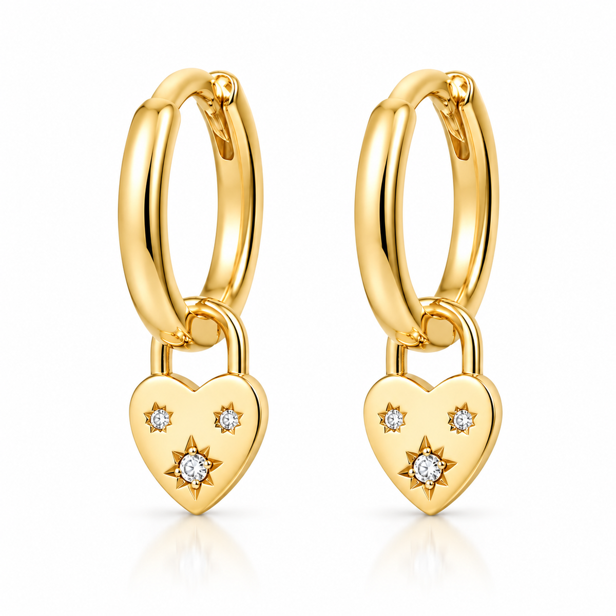 Haley Sterling Silver and Gold Plated Silver Padlock Heart Huggies