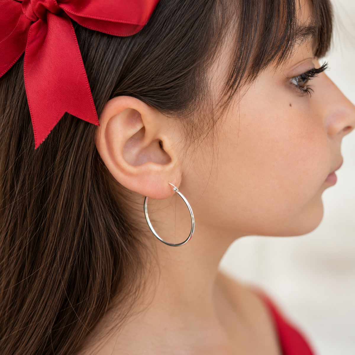 Hattie Sterling Silver Thin Hoop Earrings