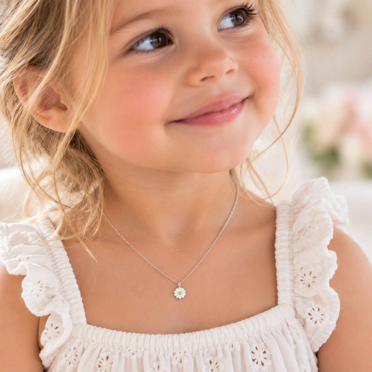 Jane Sterling Silver and Enamel Daisy Necklace
