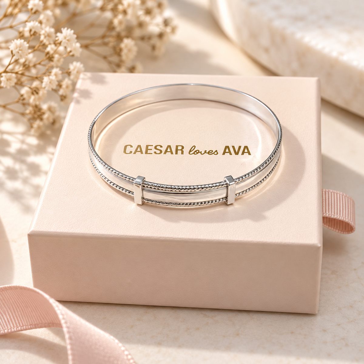 Jordan Sterling Silver Rope Edge Expandable Bangle