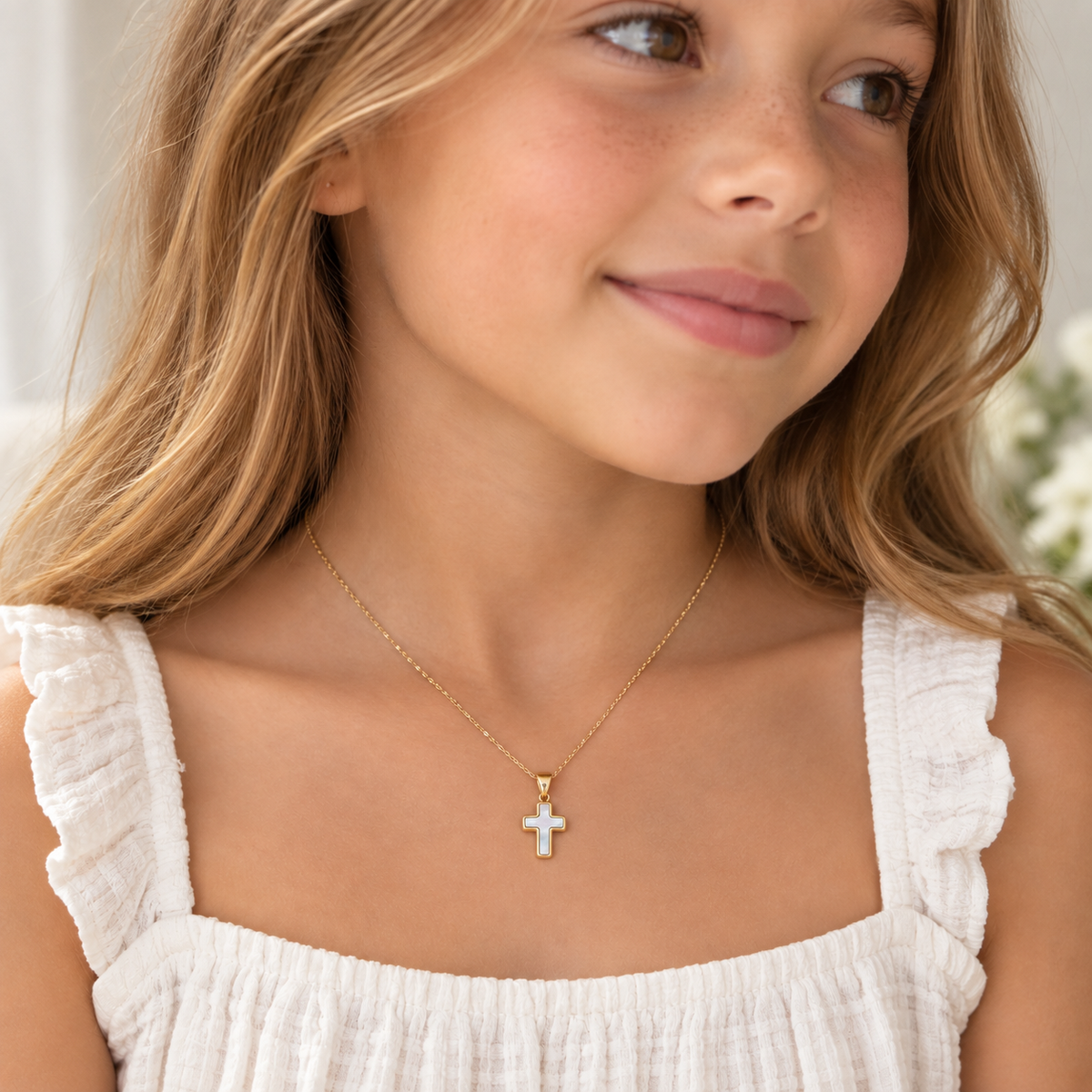 Kalila Solid Gold and Mother of Pearl Cross