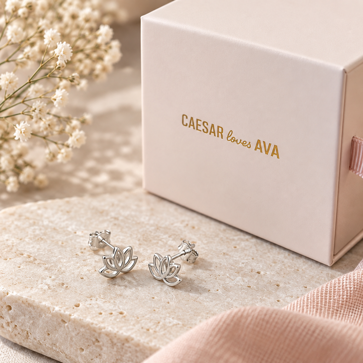 Lennie Sterling Silver Lotus Studs