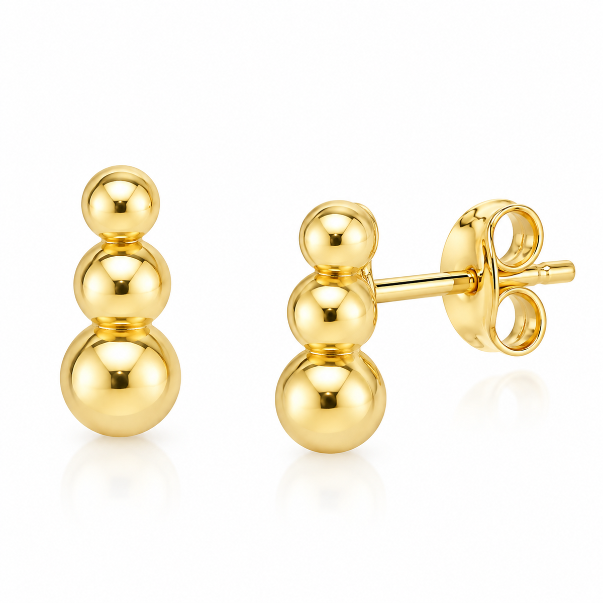 Leora Solid Gold Bubble Bar Studs