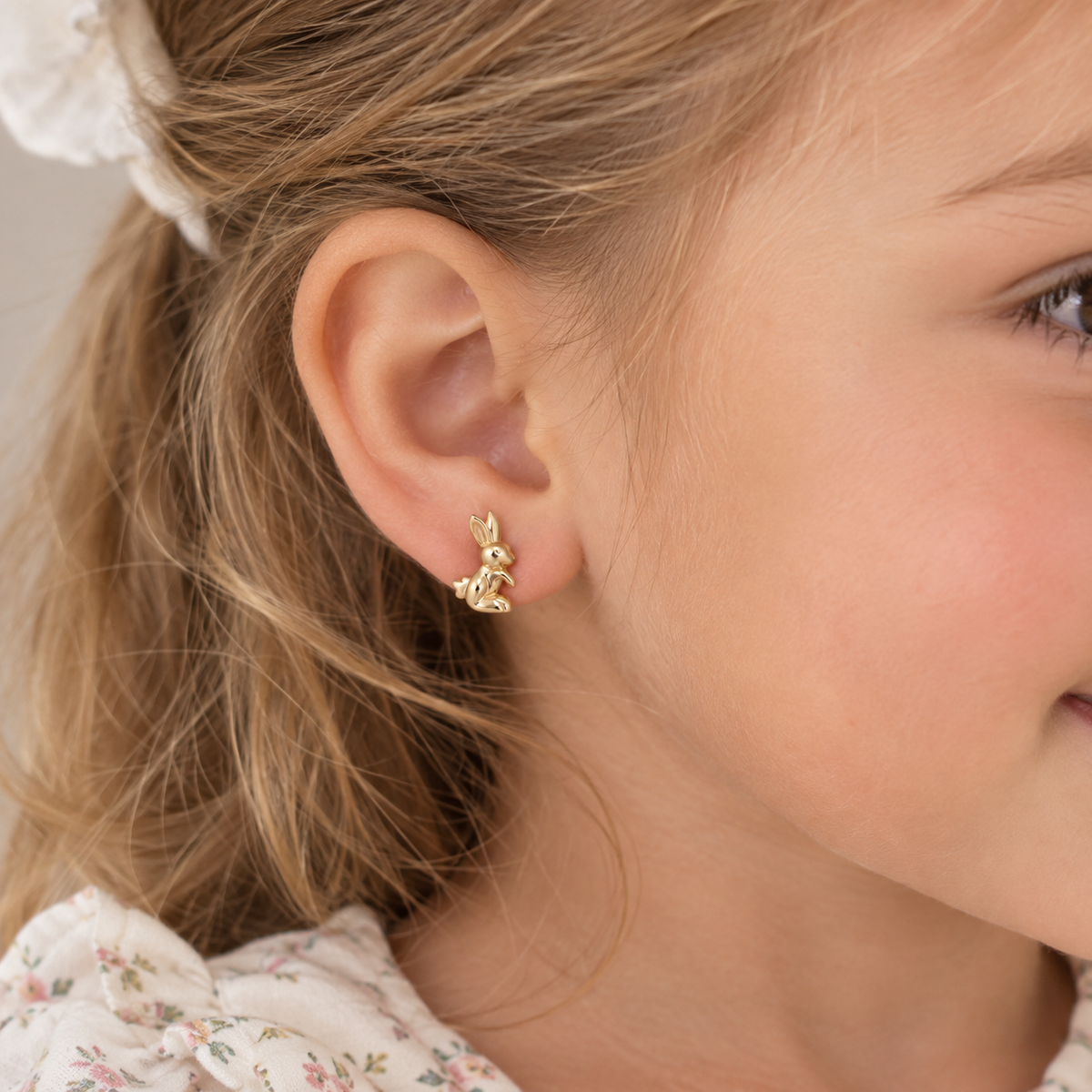Lottie Solid Gold Bunny Rabbit Stud Earrings