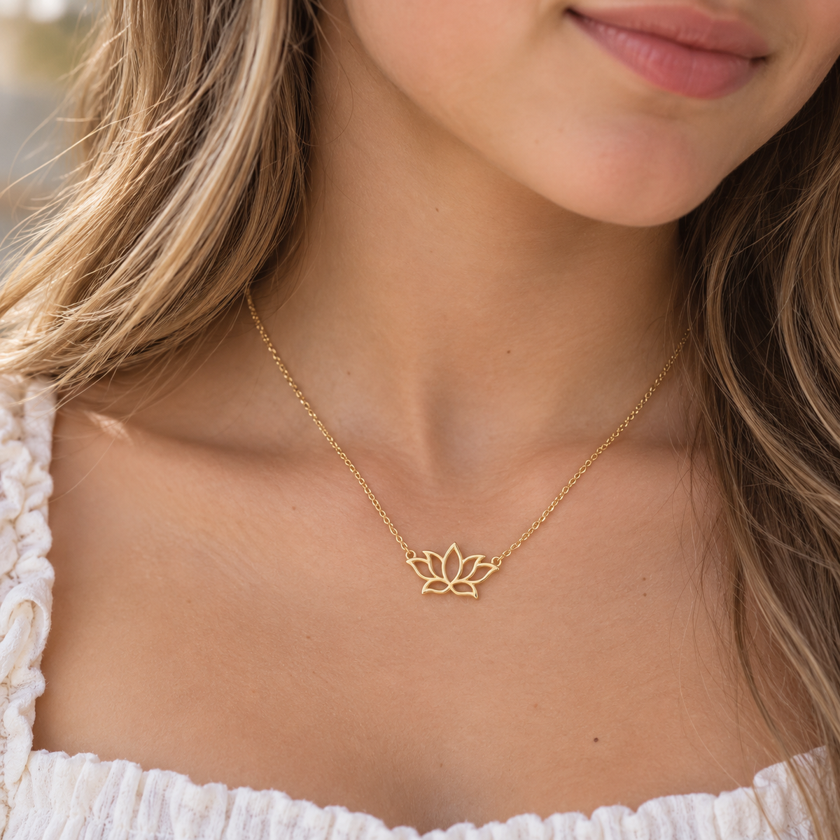Lucia Sterling Silver and Gold Plated Silver Lotus Necklace