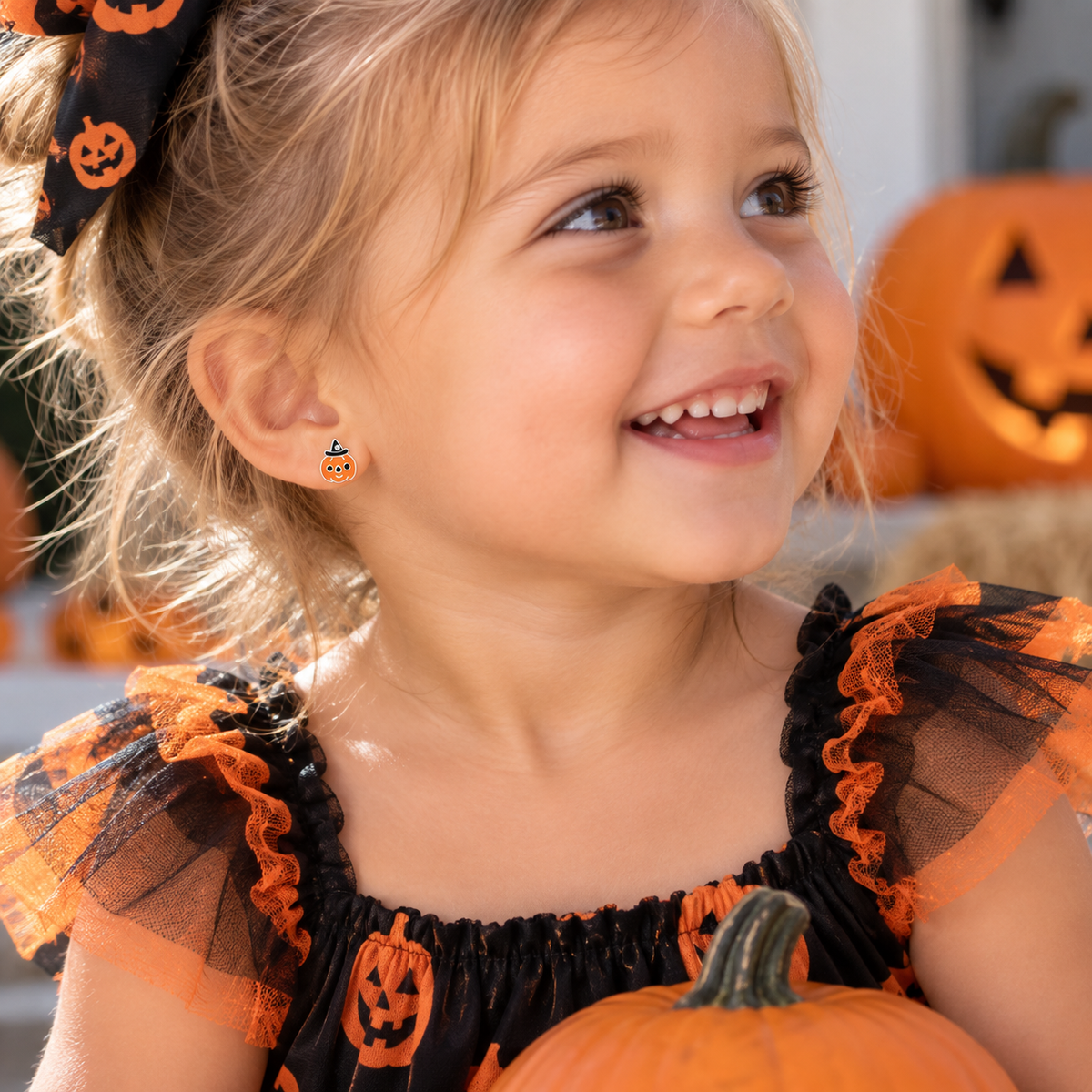 Penelope the Pumpkin Halloween Studs