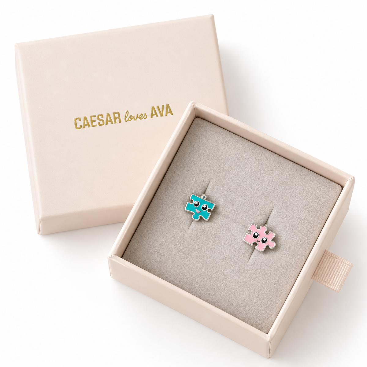 Penny Sterling Silver and Enamel Puzzle Stud Earrings