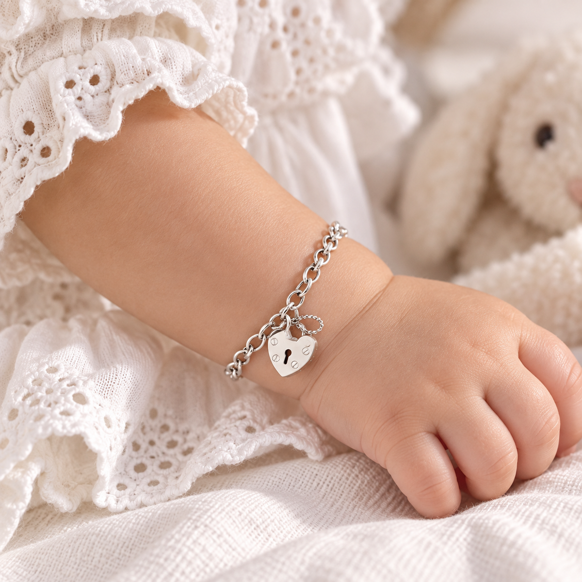 Riley Silver Baby Bracelet with Padlock