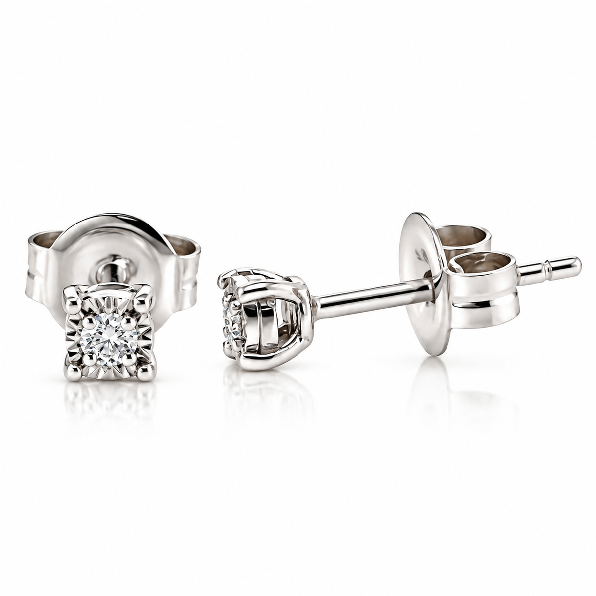 Selah Petite Solid Gold and 0.15 Carat Diamond Studs