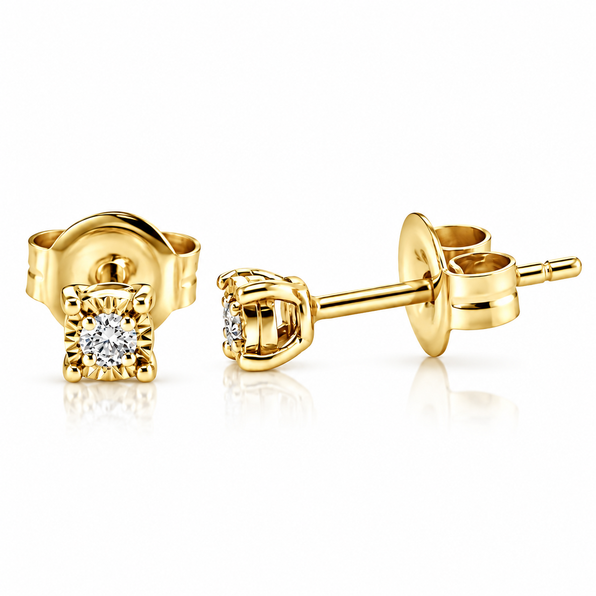 Selah Petite Solid Gold and 0.15 Carat Diamond Studs