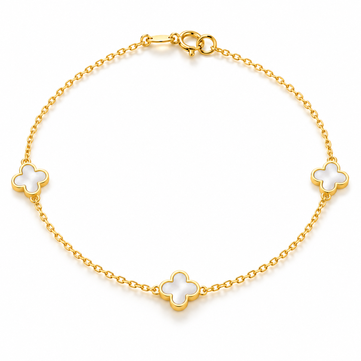 Tamia Solid Gold Clover Bracelet