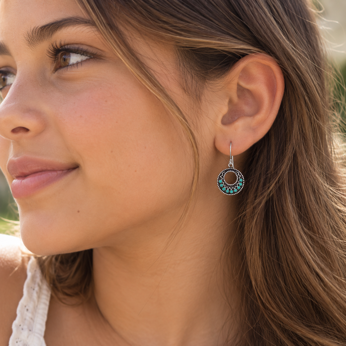 Tara Sterling Silver and Turquoise Hanging Earrings
