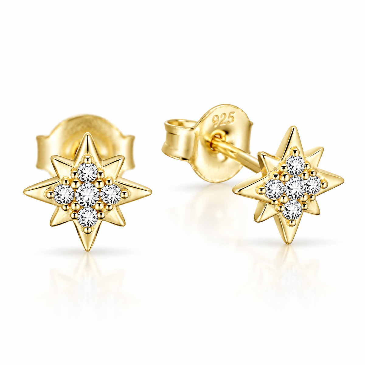 Mari Sparkling Sterling Silver Stardust Stud Earrings
