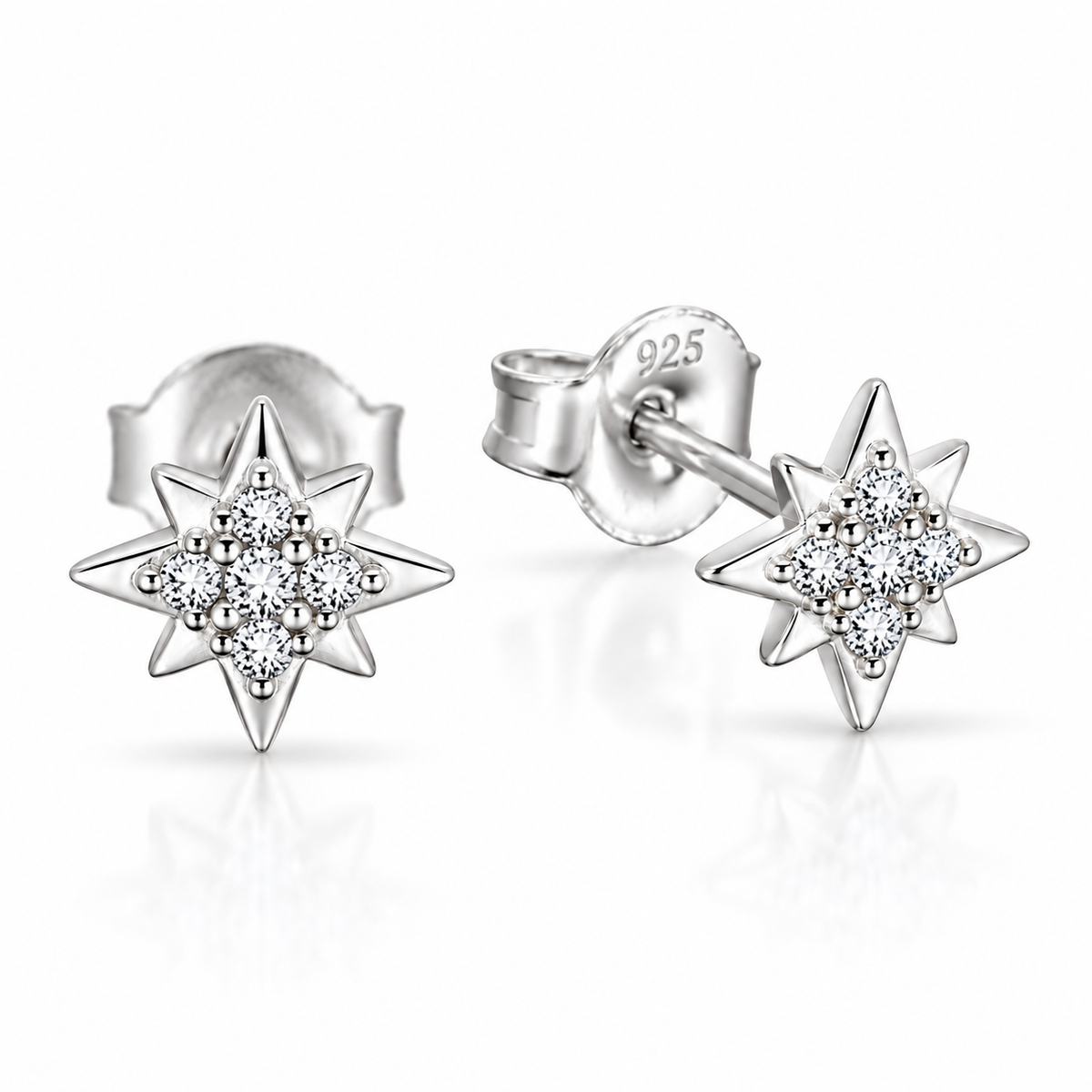 Mari Sparkling Sterling Silver Stardust Stud Earrings