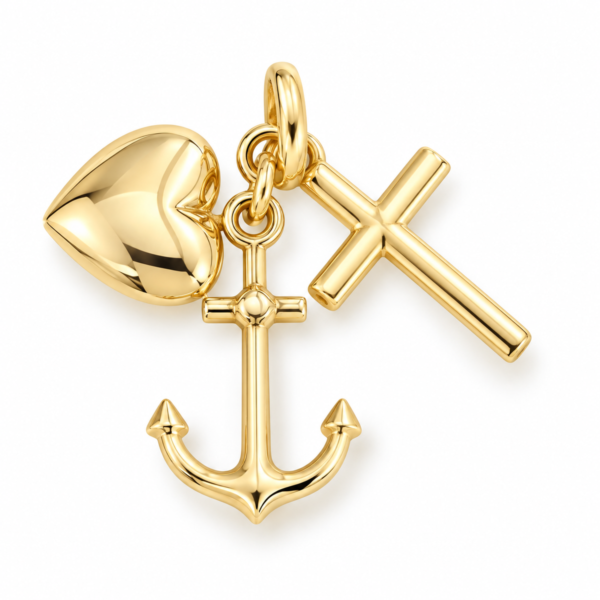 Anahita Yellow Gold Hope, Faith and Charity Charm Pendant