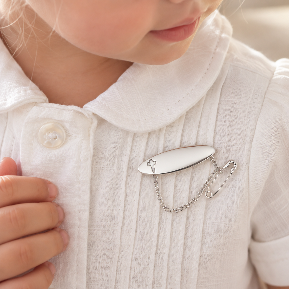 Trinity Sterling Silver Cross Baby Brooch