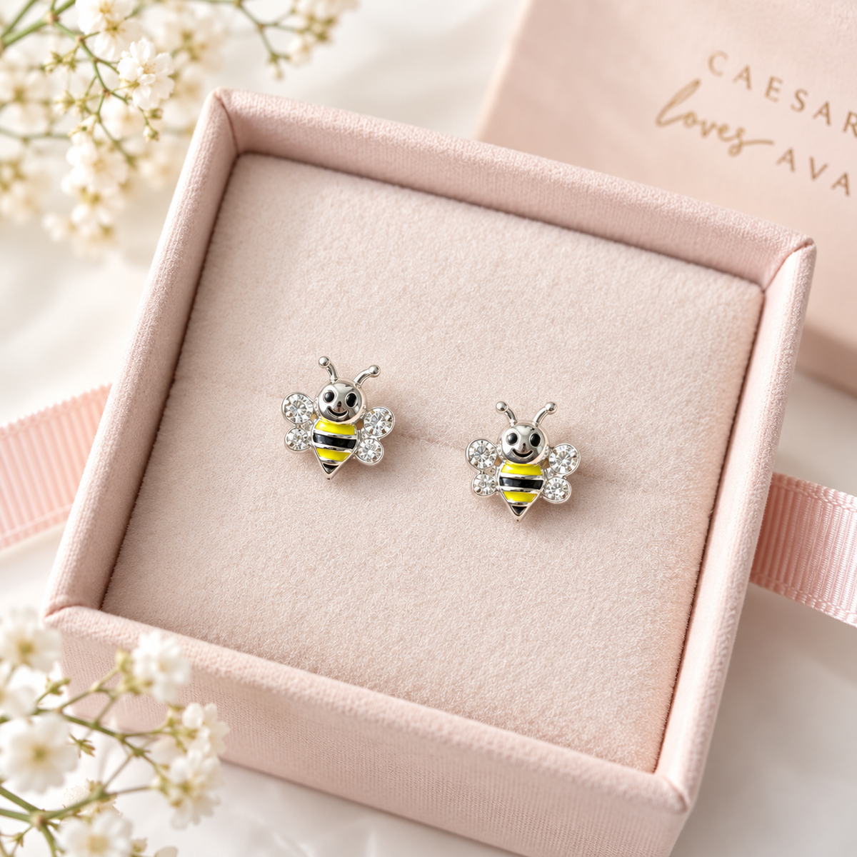 Briar Sterling Silver and Enamel Bee Stud Earrings