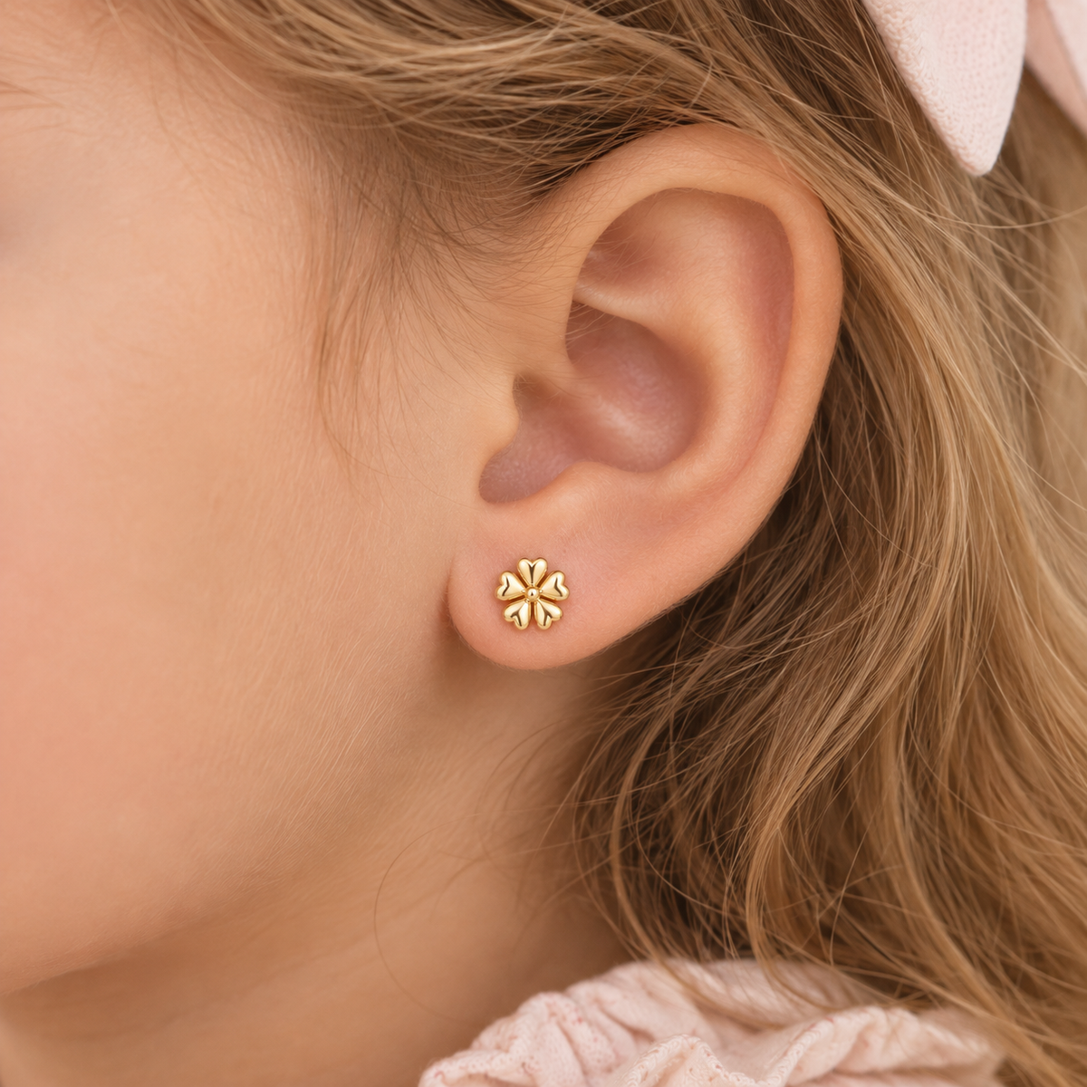 Jianna Solid Gold Floral Studs