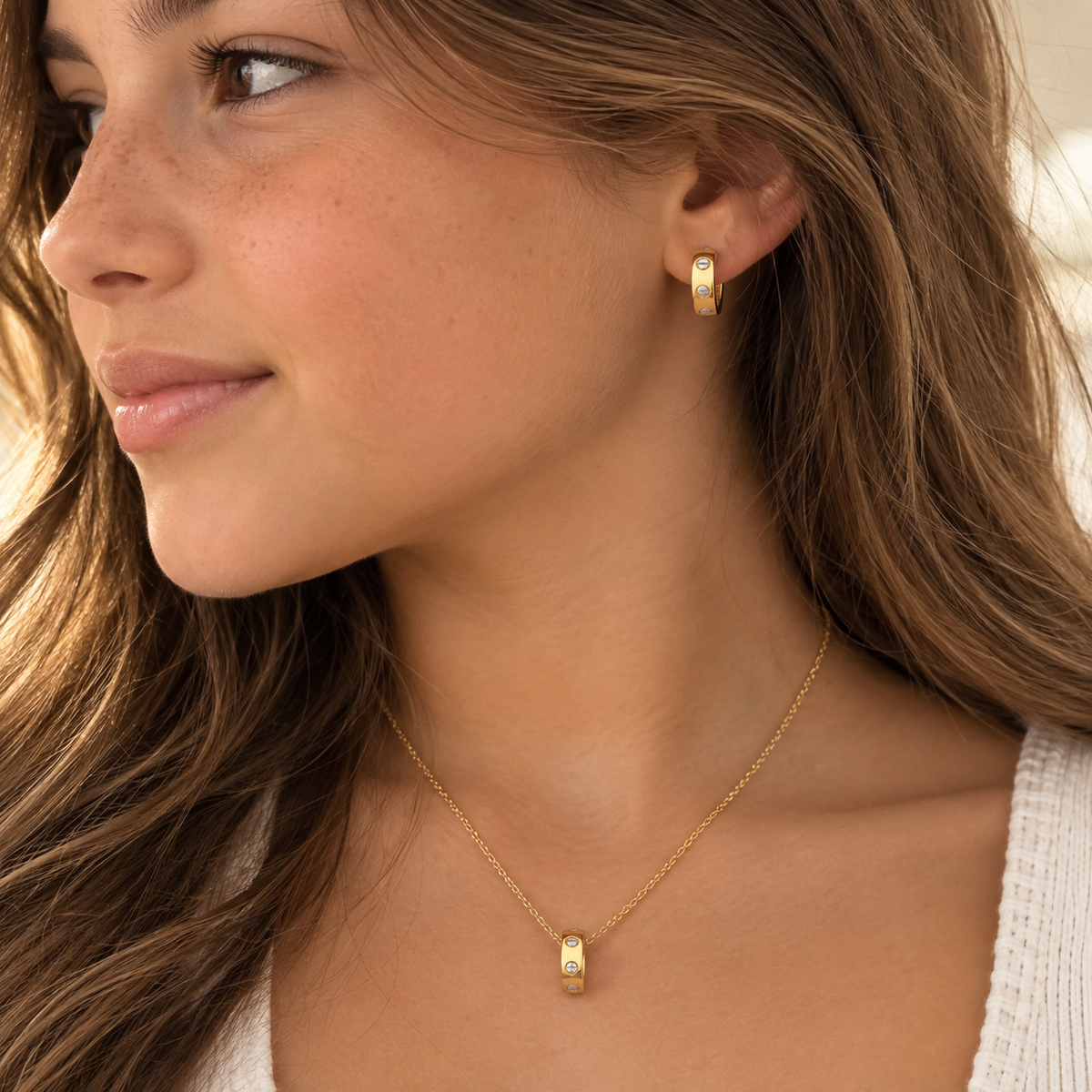 Anica Solid Gold Lock Necklace