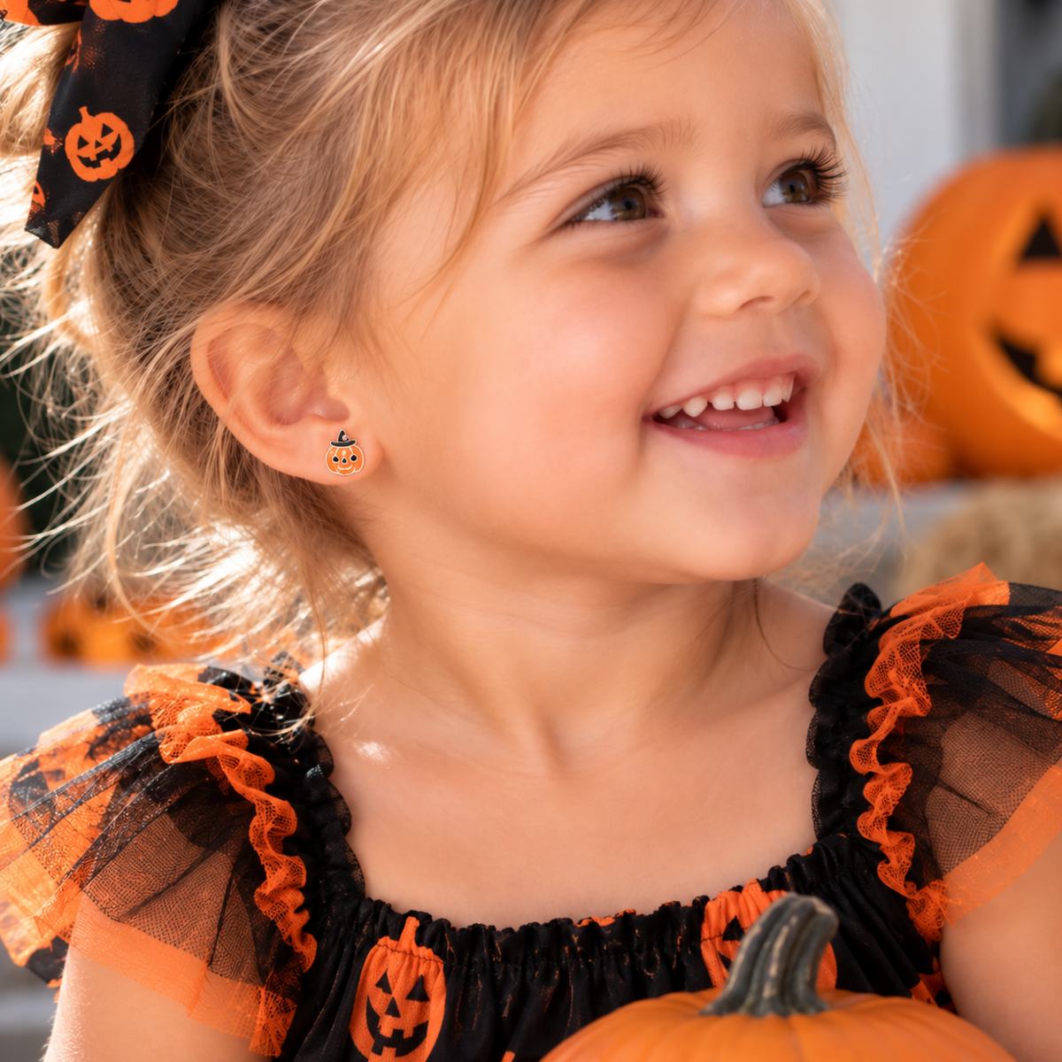 Penelope the Pumpkin Halloween Studs