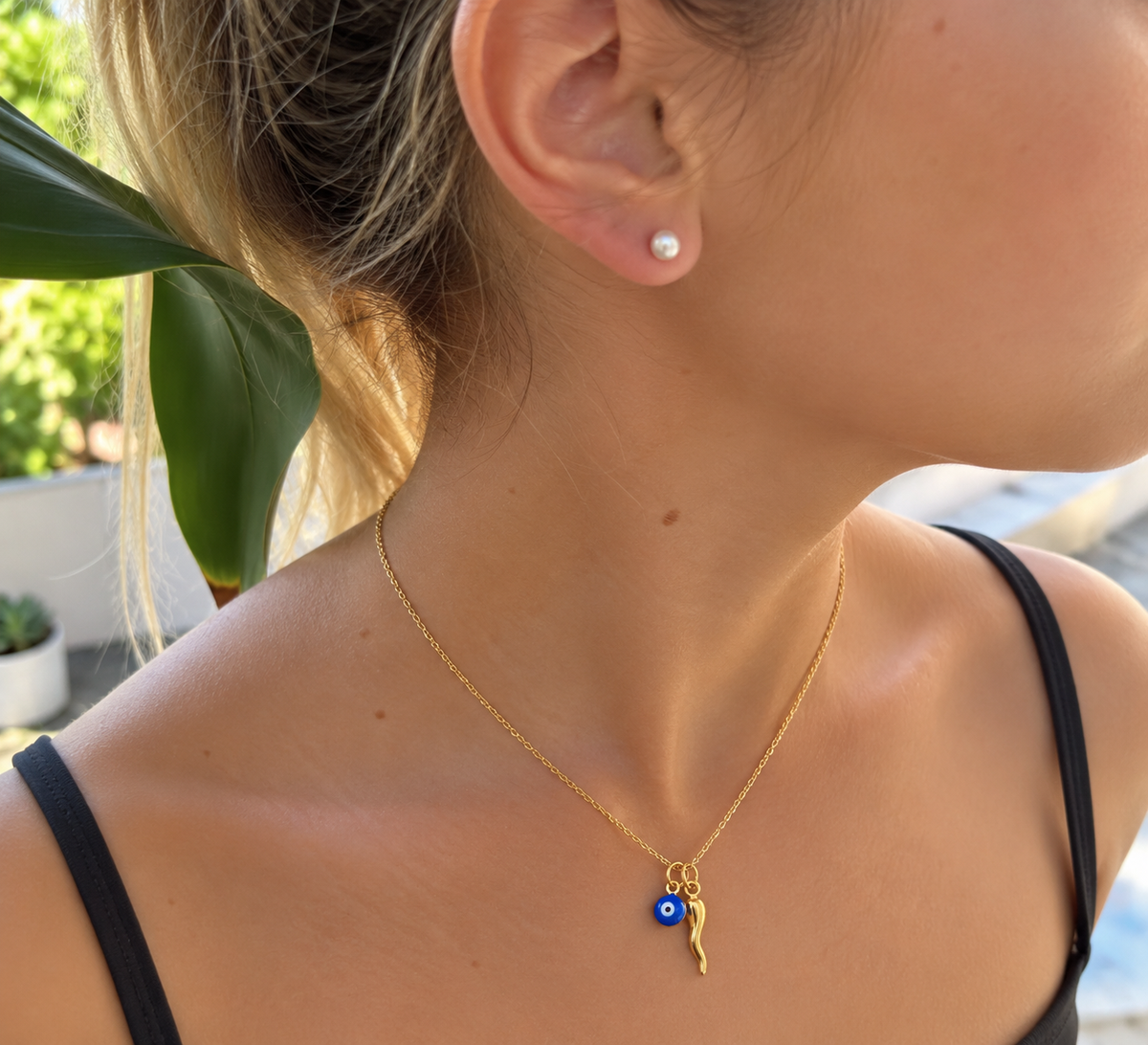 Skylar Cornicello & Evil Eye Necklace