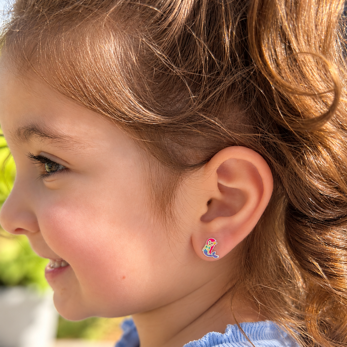 Cascade Sterling Silver and Enamel Mermaid Studs