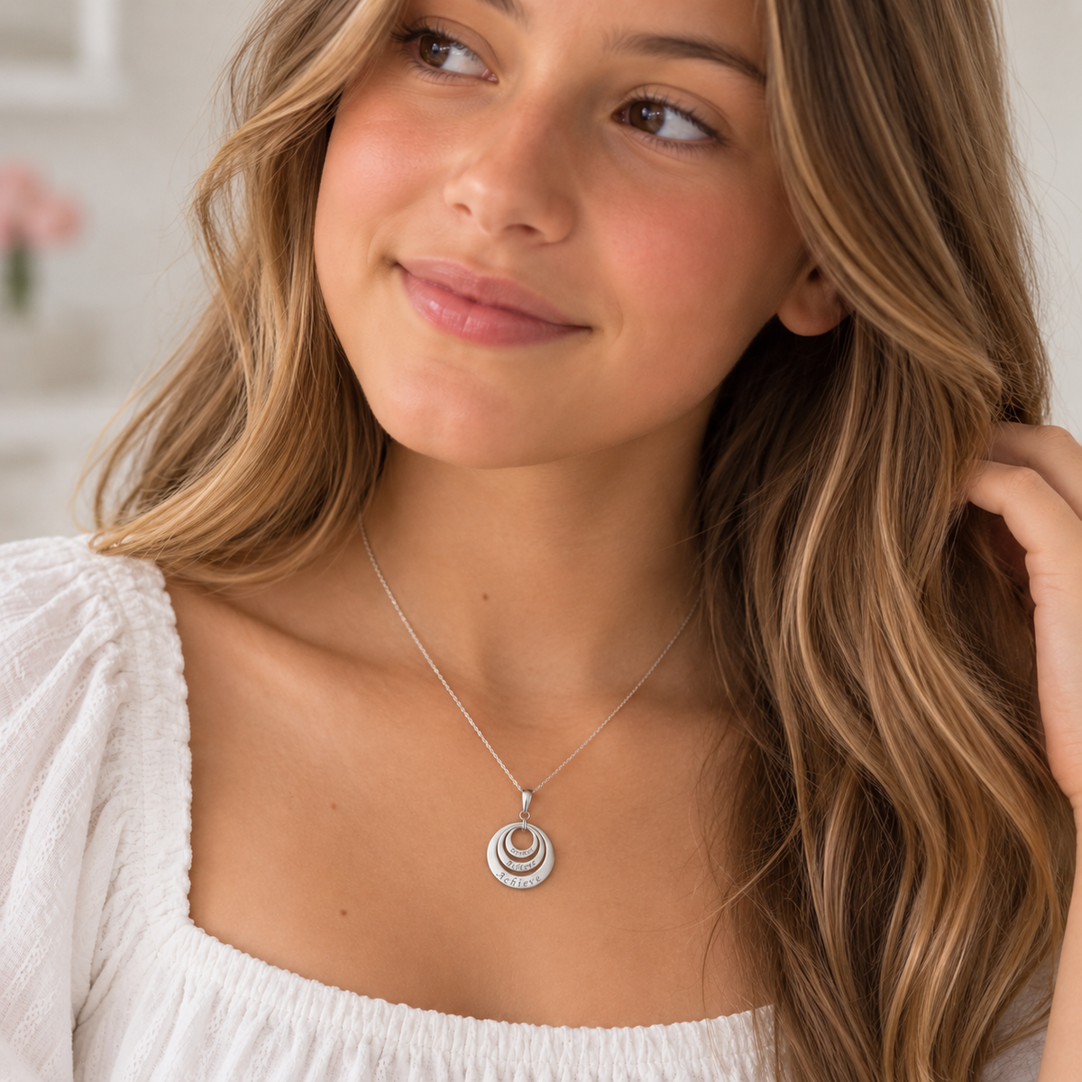 Christie ‘Dream-Believe-Achieve’ Triple Disc Necklace