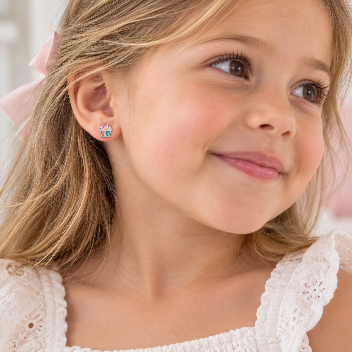 Claudia Sterling Silver and Enamel Cupcake Earrings