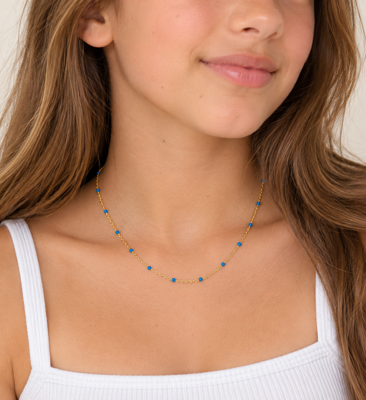 Eveleigh Gold Plated Silver and Turquoise Beaded Necklace
