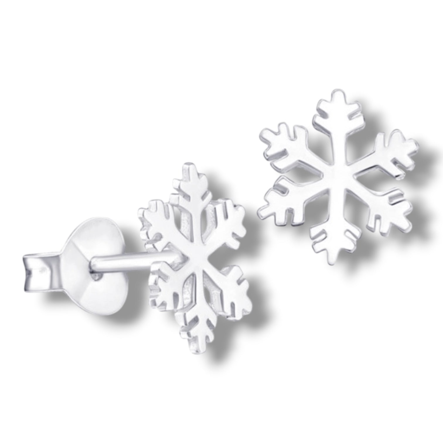 Sterling silver Christmas snowflake stud earrings - Caesar Loves Ava