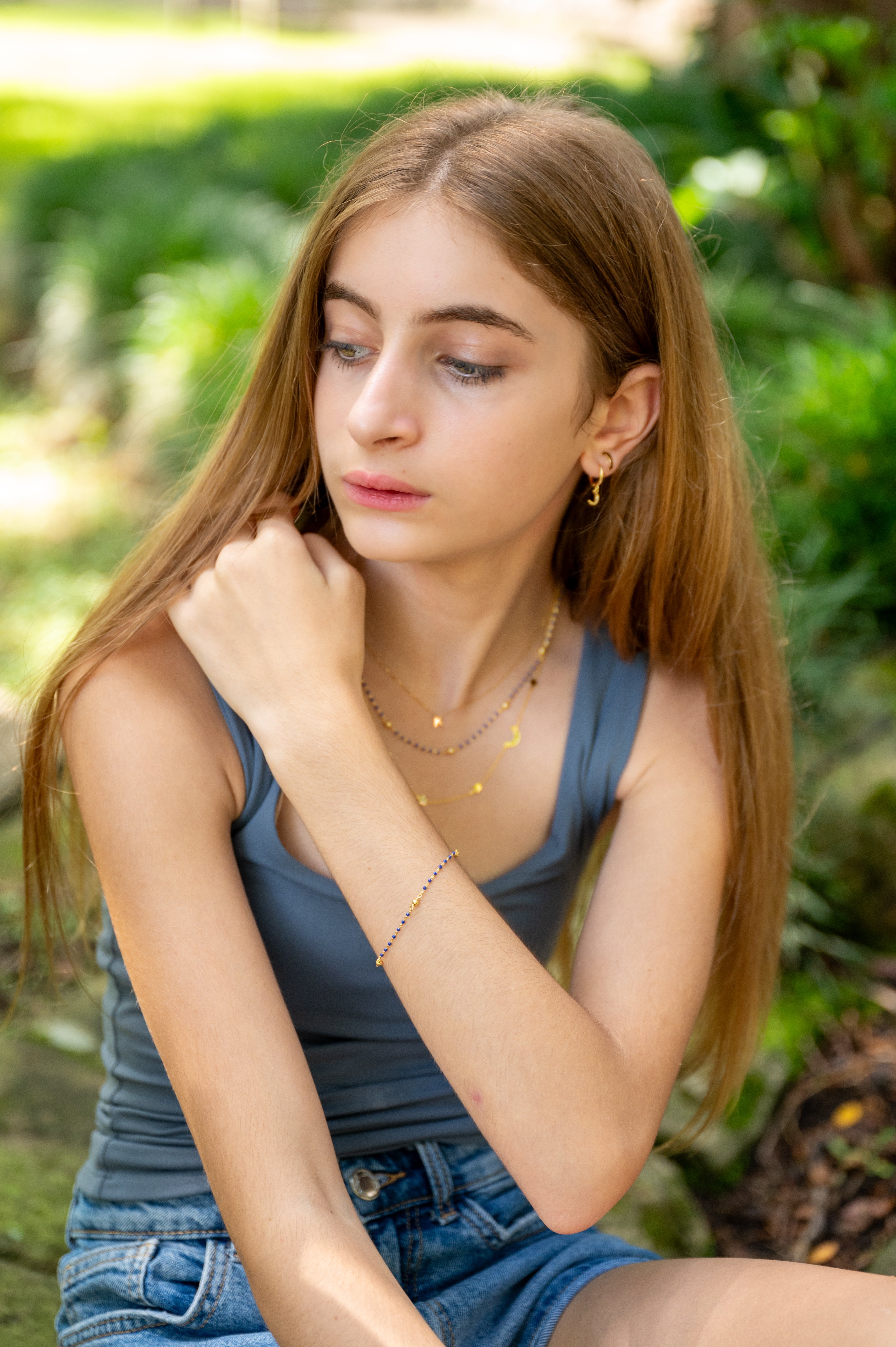 Layla Sterling Silver and Gold Plated Silver Star and Moon Necklace - Caesar Loves Ava