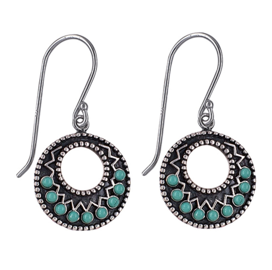 Tara Sterling Silver and Turquoise Hanging Earrings - Caesar Loves Ava