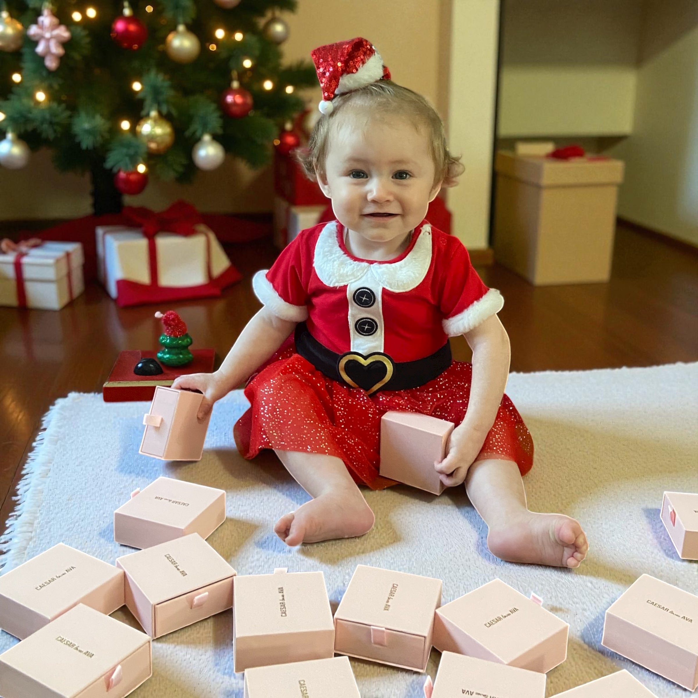 Sparkling Crystal Santa Hat Stud Earrings