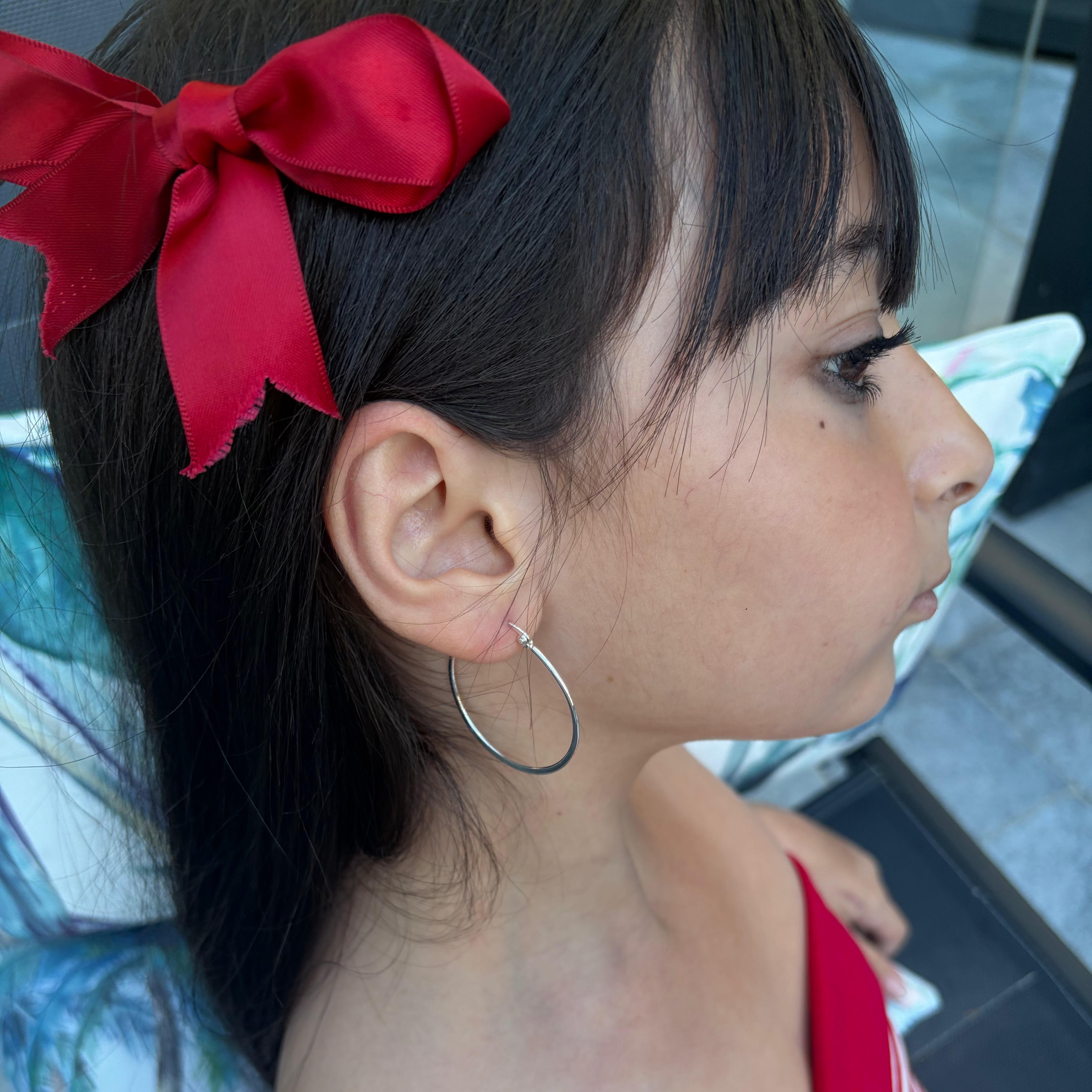 Hattie Sterling Silver Thin Hoop Earrings