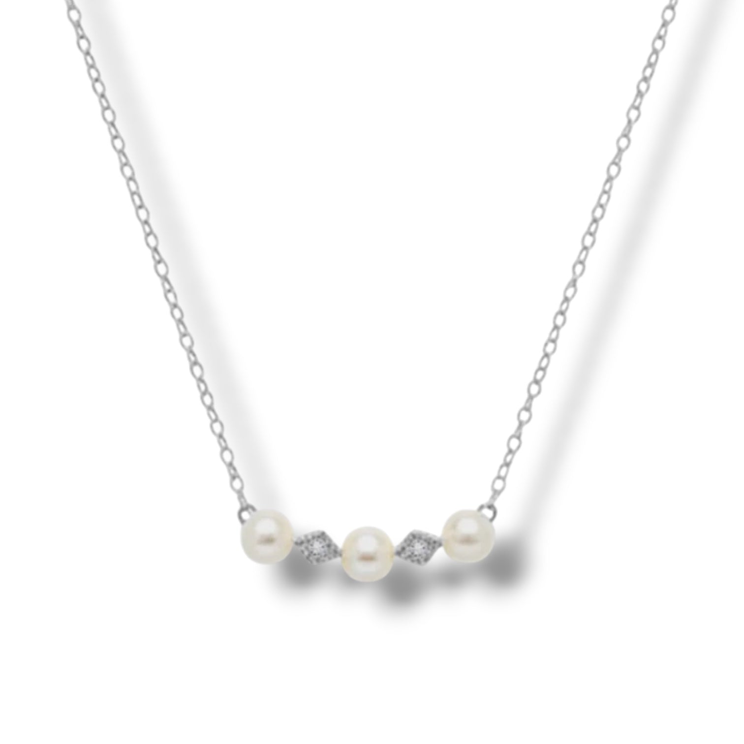 Robyn Sterling Silver Pearl Bar Necklace