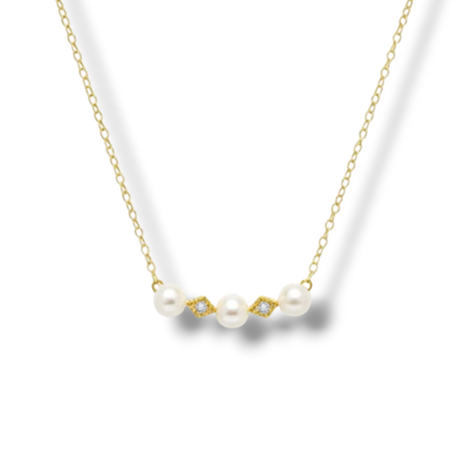 Robyn Sterling Silver Pearl Bar Necklace